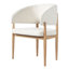 Chaise de salle à manger Liora, de style moderne du milieu du siècle, en bois d'hévéa, avec accoudoirs incurvés, assise rembourrée et dossier enveloppant.-135743934-135743936