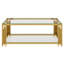 Table basse moderne en verre transparent, rectangulaire, métal asymétrique, tablette inférieure, 47,5 po