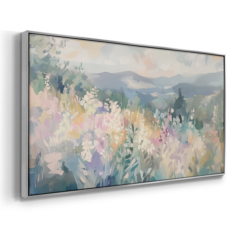 Botanical Series-Cxxi - Toile tendue avec châssis encadré - Prêt à être accroché, H 21 po x l 41 po, Argent argent