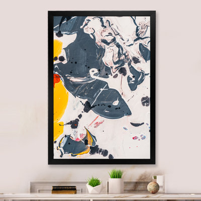 Black and Yellow Color Spatters - Picture Frame Print on Canvas