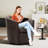 Leather Upholstered Swivel Barrel Chair—No Assembly Required-789525799