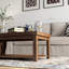 Table basse brune moderne 48 po, finition whisky, aulne noueux 48 po, teinte rustique massif et placage
