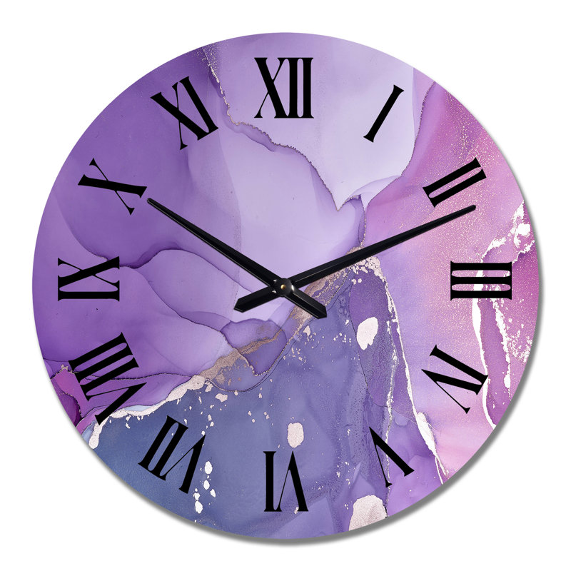 Horloge murale moderne mauve et fuchsia liquide II, Surdimensionné