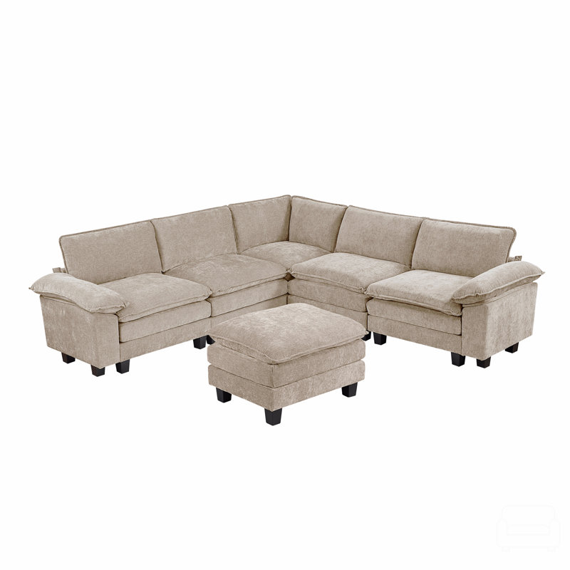 Canapé modulaire 6 pièces Modern Modern, Chenille brun