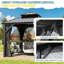 Pavillon de jardin extérieur en aluminium 8,5 pi x 8,5 pi, pavillon en acier galvanisé à toit rigide avec rideau d'intimité et moustiquaire-111985889