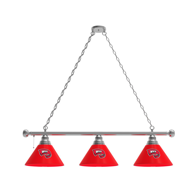 3 - Light Pool Table Lights Pendant, Chrome, Western Kentucky Hilltoppers