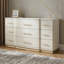 Ensemble de chambre avec grand lit 4 pièces Lexington en beige avec lit tapissier, commode, miroir et table de chevet-129371882