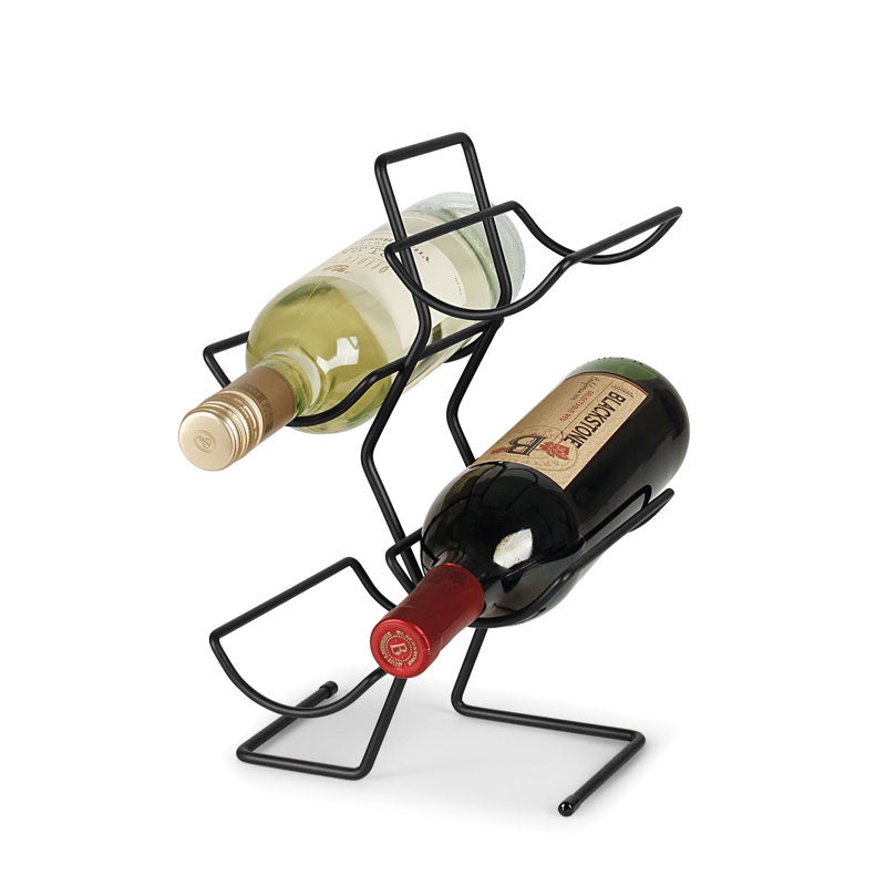 Black Steel 4-Bottle Countertop Wine Rack