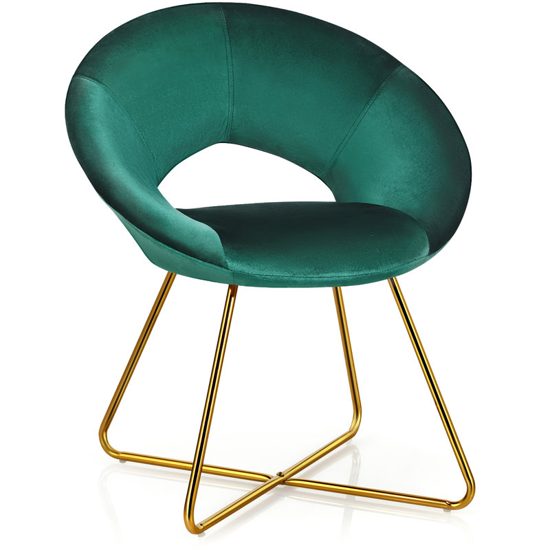 Fauteuil papasan large en velours 27 po Woolhorpe, Velours vert foncé