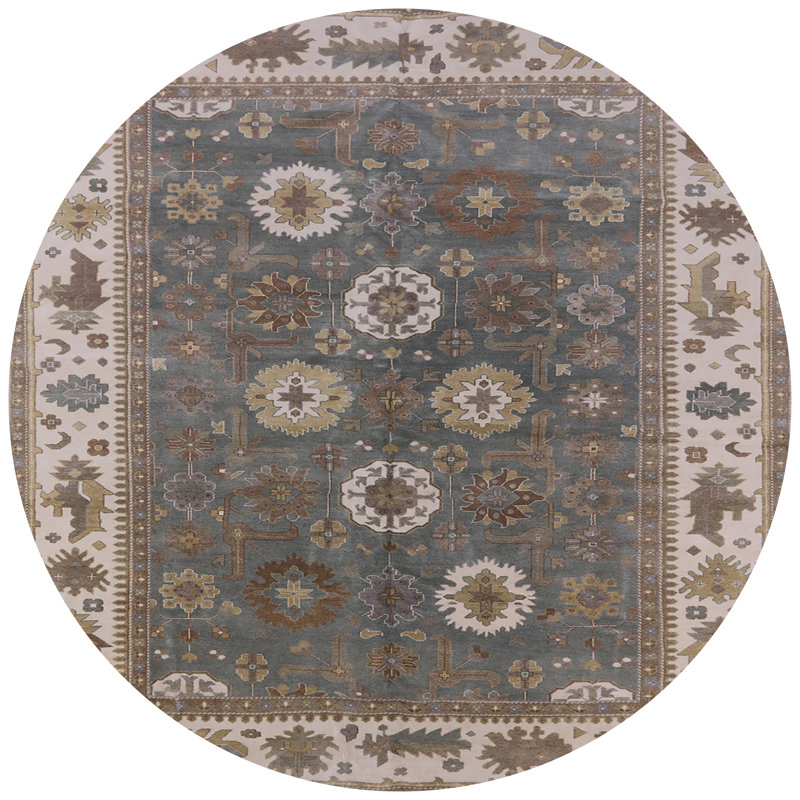 Tapis oriental gris / beige / brun, Rond 8 pi