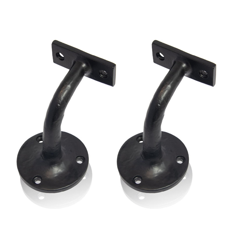 Nome Black Antique Handrail Brackets With Color Matched Set Screws (Pack Of 2)