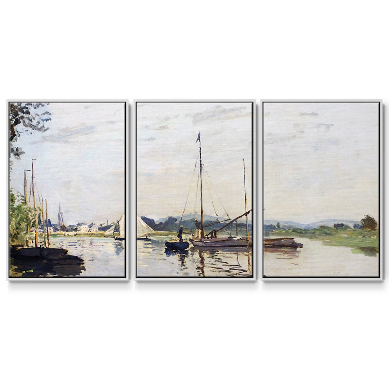 Argenteuil, 1872, peinture sur toile 3 pièces, H 36 po x l 75 po, Cadre blanc