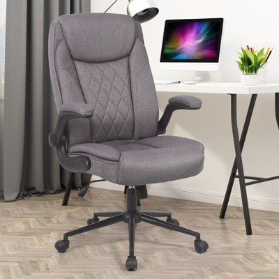 Ergonomic High Back Fabric Executive Chair with Flip-Up Padded Armrest
