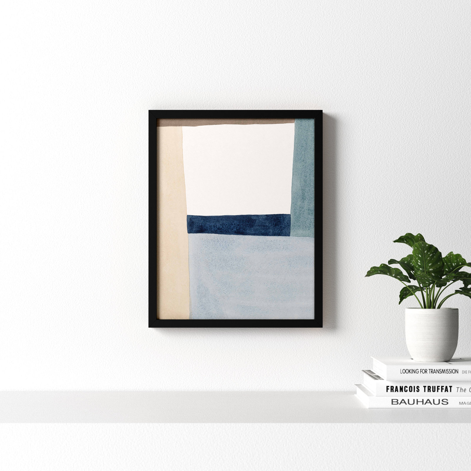 Composition In Blue 2 by Julia Balfour, Black Framed Paper, 20" H x 16" W x 1.25" D
