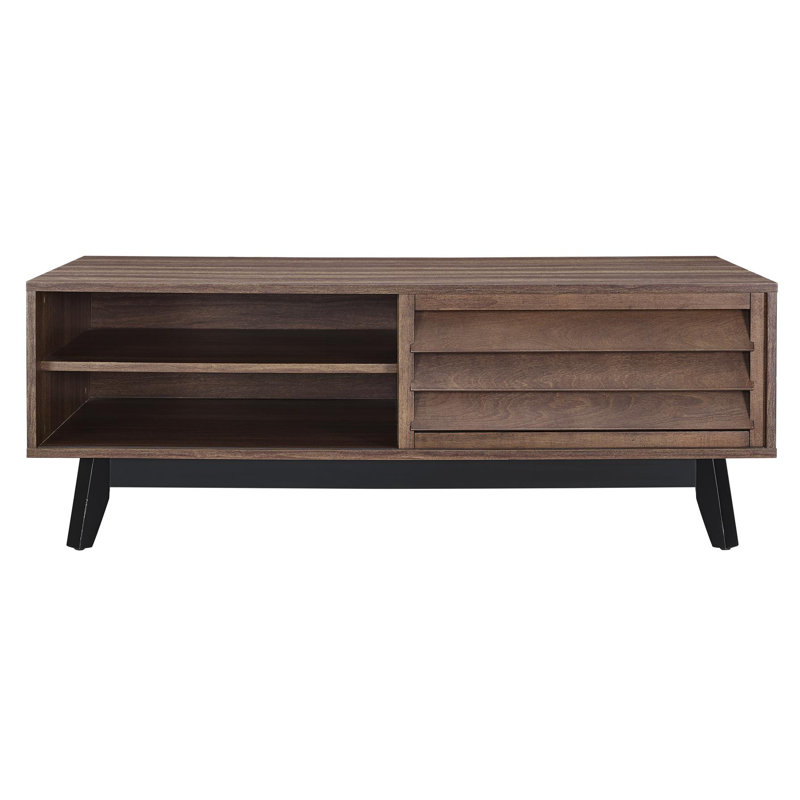 Merced Four Leg Coffee Table with Storage, Brown Walnut