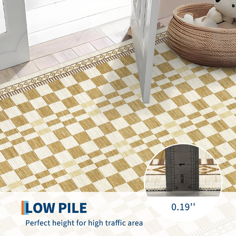 Washable Rugs for Living Room Modern Abstract Checkered Area Rugs Non Slip Carpet Indoor Stain Resistant Carpet for Dining Room Playroom Nursery