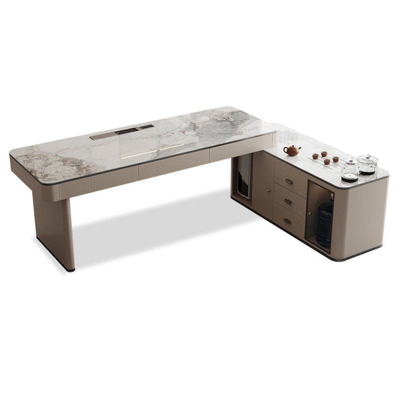 Bureau de luxe en forme de L avec bureau, H 29,53 po x l 62,99 po x P 55,12 po
