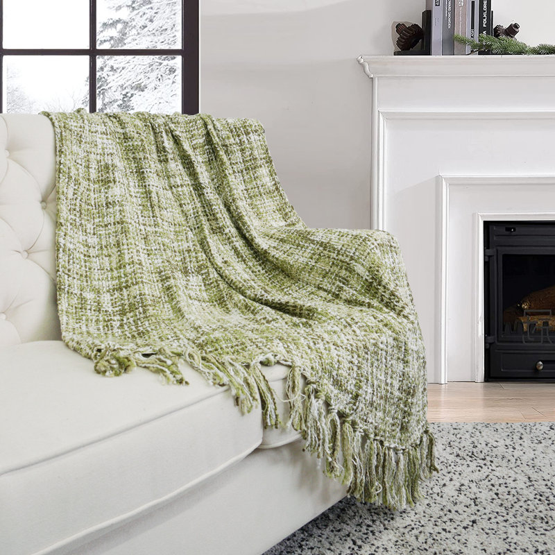 Naga Knitted Throw Blanket, Martini Olive, 60" W x 80" L