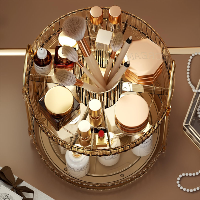 Aviezri Plastic Makeup Organiser, Silver/Brown