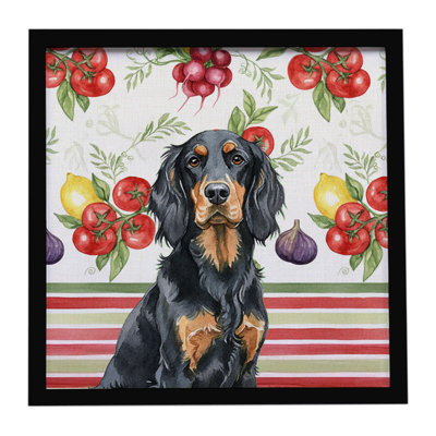 Gordon Setter Vegetables Framed Metal Print