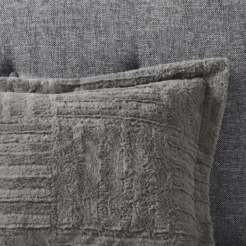 Mini ensemble d'édredon en duvet synthétique double, Édredon double / grand et 2 taies décoratives tr, Gris