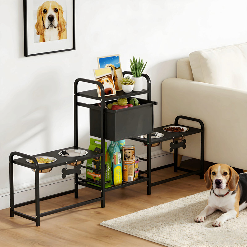 Station d'alimentation pour animaux de compagnie, support de bol pour chien à hauteur ajustable