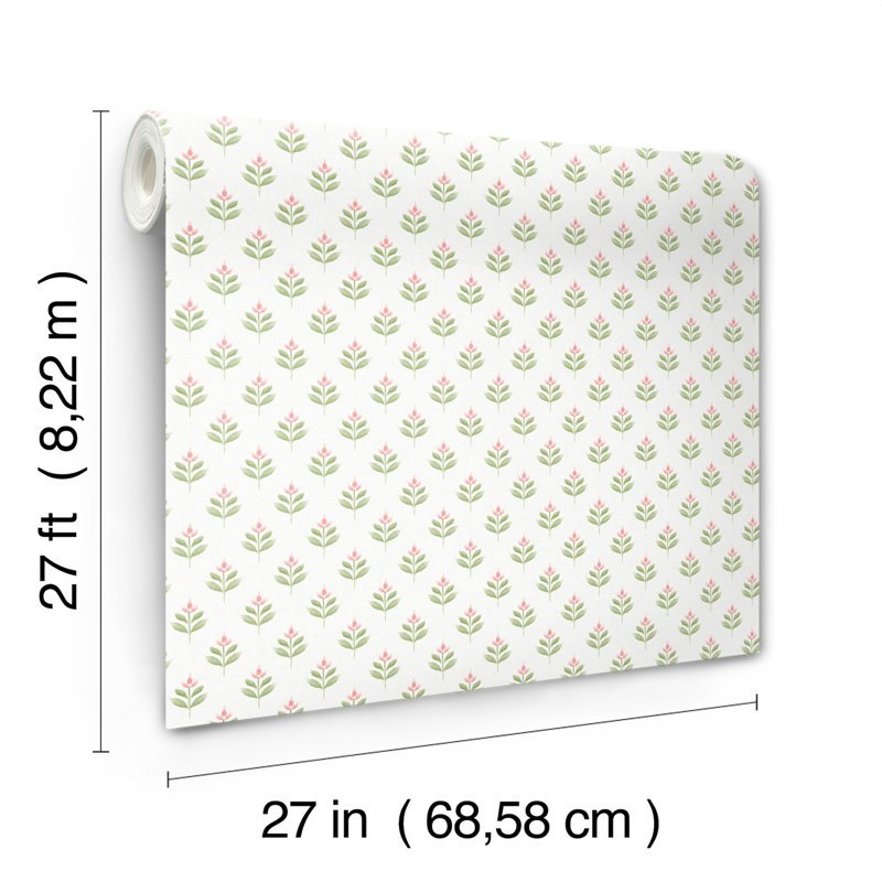 Papier peint cachet floral Serene Villa, Rose