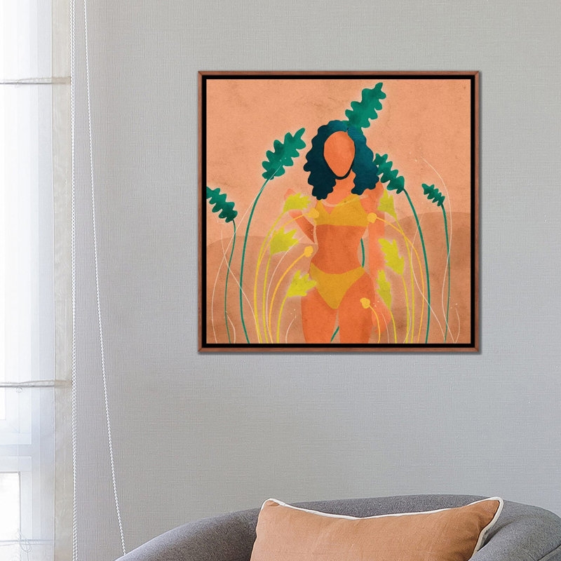 « Paige » par Reyna Noriega-impression, Toile classique avec cadre brun, H 26 po x l 26 po x P 1,5 po, Pas de tapis