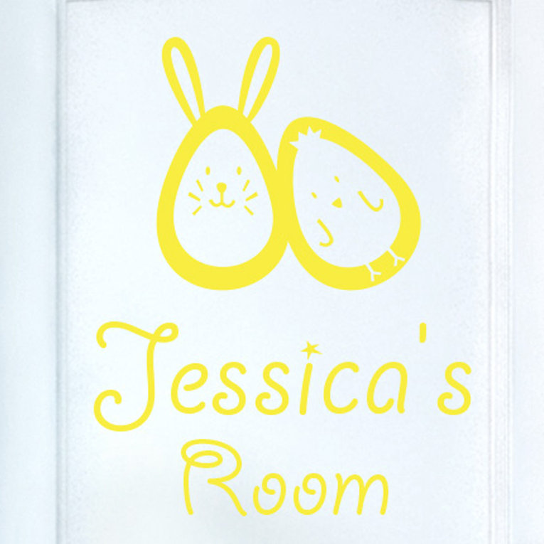Bunny Rabbit Egg and Chick Kids Door Room Wall Sticker