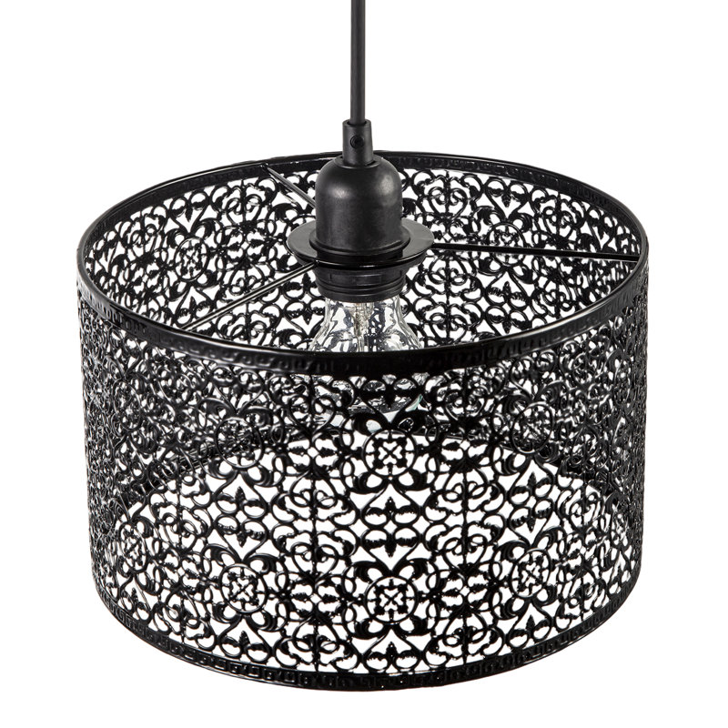 15cm H Metal Drum Pendant Shade ( No Direct Attachment Method ) in Black
