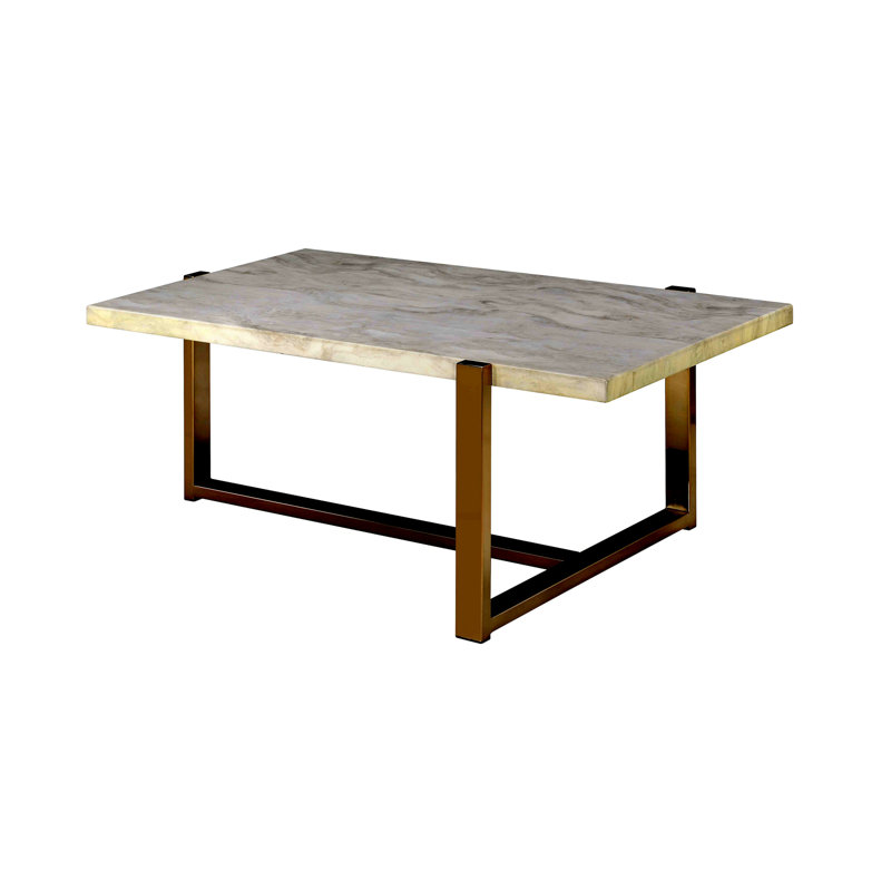 Faux Marble Top & Champagne Finish Coffee Table