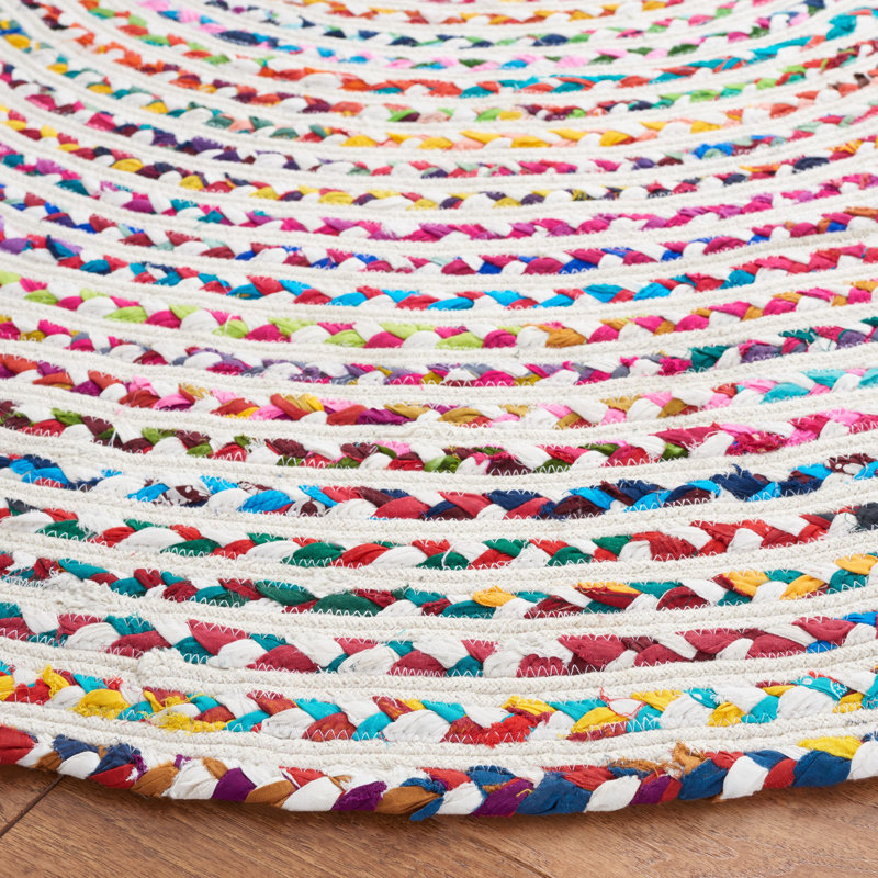 Braided Handmade Cotton Chevron Rug, Round 6' 