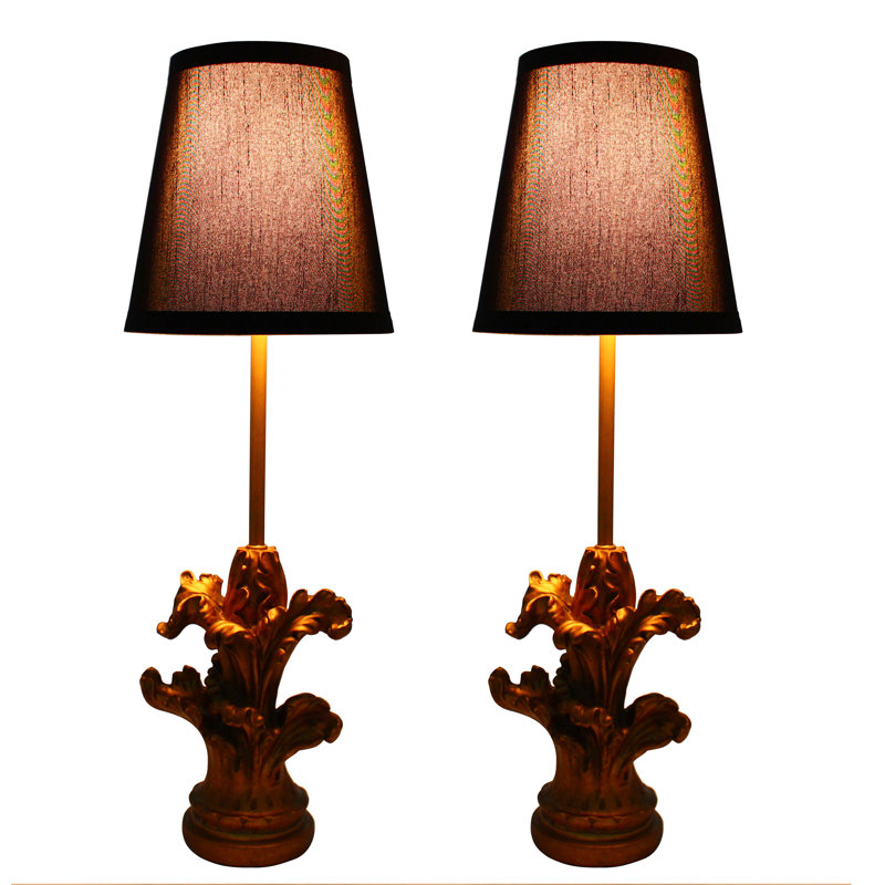 Rotherhithe Resin Buffet Lamp, Paris Gold Base/Black Shade