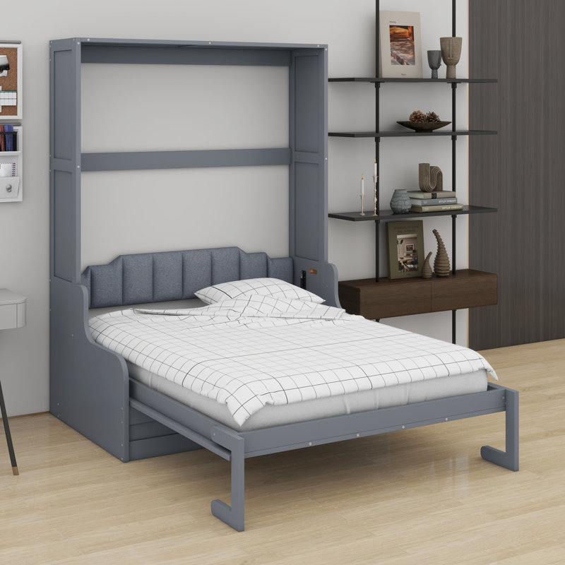 Lit escamotable mural Murphy avec coussin, Gris