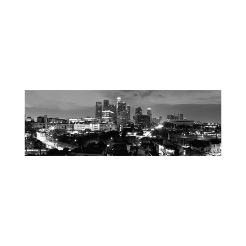 Los Angeles Skyline Cityscape 1 Piece Wrapped Canvas Panoramic Wall Art, 121.92 cm H x 40.64 cm W x 3.175 cm D