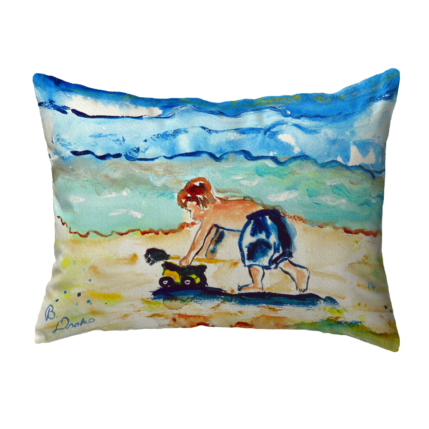Betsy Drake Interiors Playing in Sand Indoor/Outdoor Lumbar Pillow