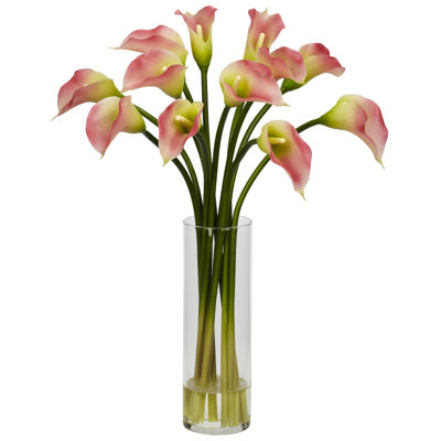 Mini arrangement floral de lys Calla dans un vase
