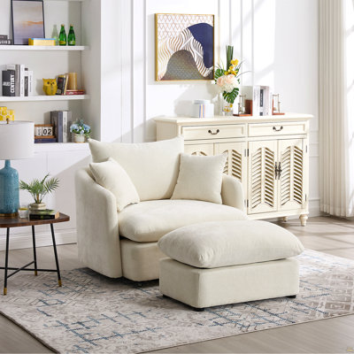 Chaises d'appoint confortables et surdimensionnées en chenille, conception pivotante pour le salon