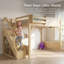 Lit mezzanine en bois massif UnaCubby avec garde-robe intégré, rangement et escalier, sans sommier-822935024
