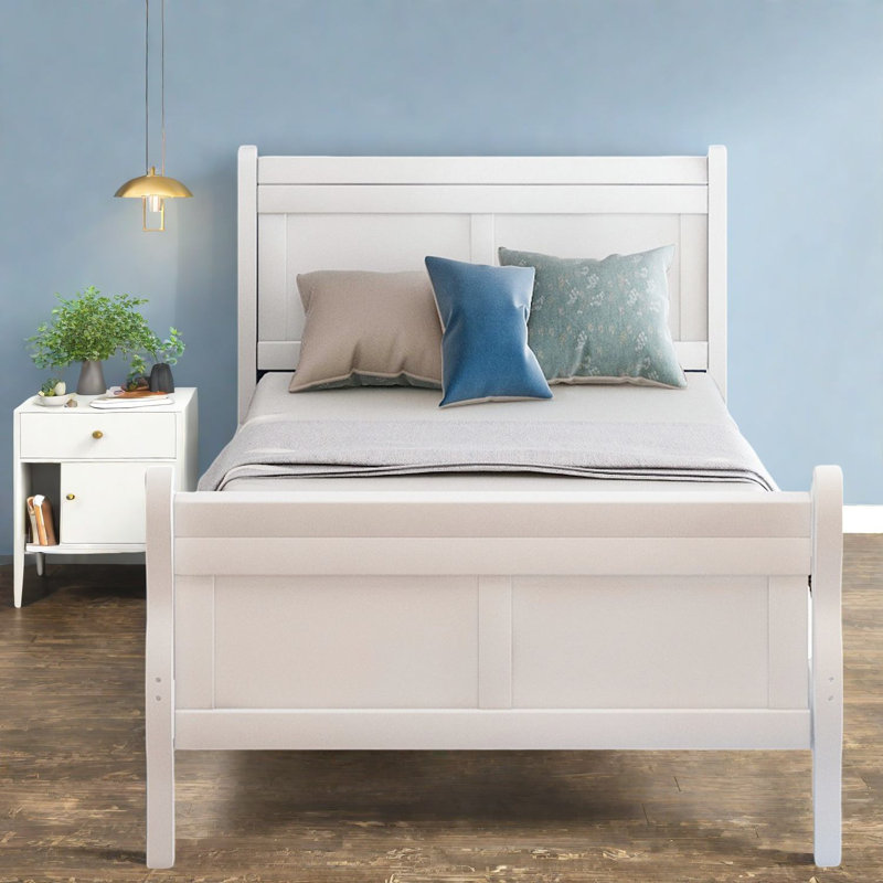 Lits en bois simples peu encombrants, fabrication solide, style traîneau moderne pour maison compacte