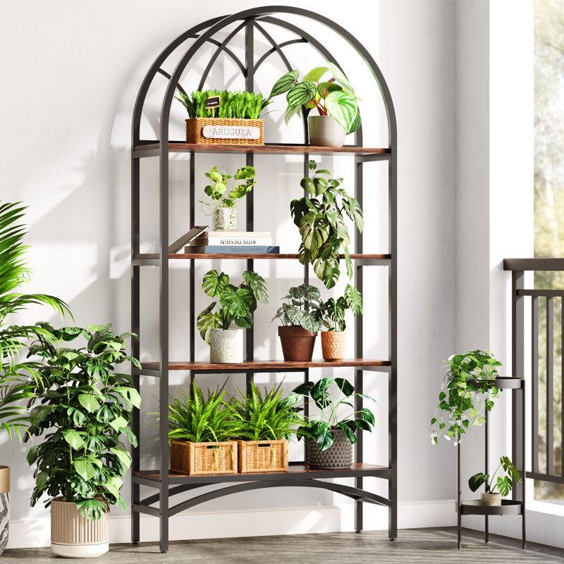 Nitya 5-tier Bookshelf, Tall Arched Bookcase For Office, Bedroom, Living Room, Easy Assembly