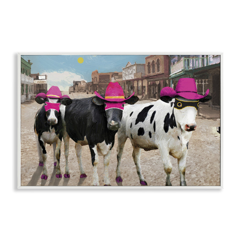 «Superhero Cows in Town», estampe numérique par Porter Hastings, Estampe numérique encadrée blanc bord de mer