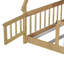 Structure de lit en bois pleine grandeur en forme de tente en bois avec garde-corps, lattes et porte