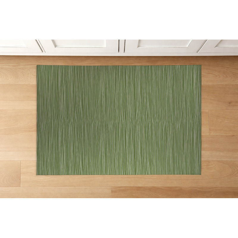 Tapis de cuisine à profil bas Eric, Rectangulaire 3 pi x 5 pi, Olive Green