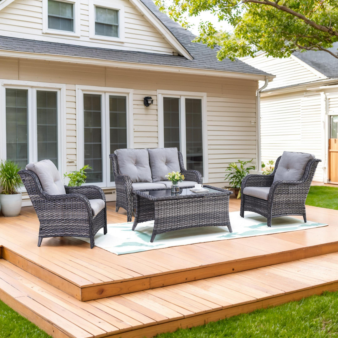 Carolina 4 - Person Patio Conversation Sets with Cushions Hummuh Cushion 