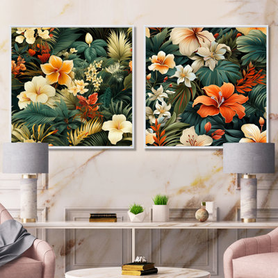 Loda - Ensemble de 2 décorations murales Bouquets assortis