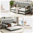 Twin Daybed With Trundle, Metal Trundle Bed, Sofa Bed Frame With Heavy Duty Metal Slats Sppports, Space Saving, For Living Room, Bedroom And Guest Room