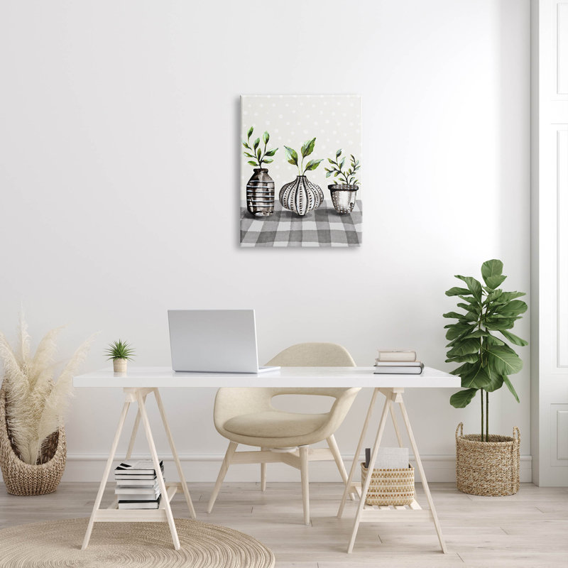 «Pots Herbs» par Kate Eldridge, H 30 po x l 24 po x P 1,5 po, Toile tendue