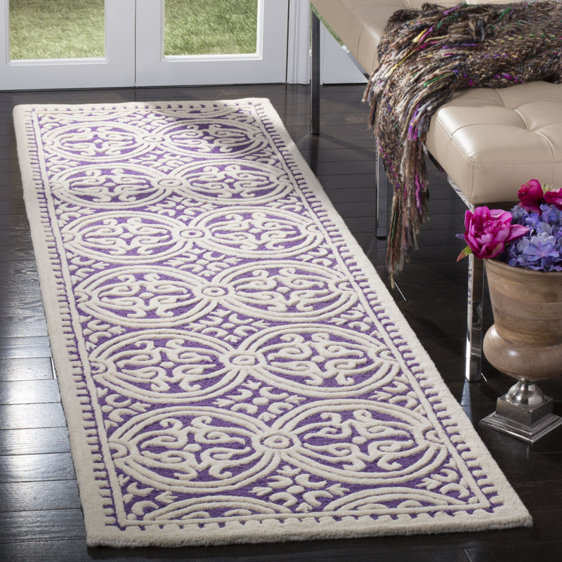 Tapis mauve en laine touffeté à la main Canace, Tapis de couloir 2 pi 6 po x 8 pi