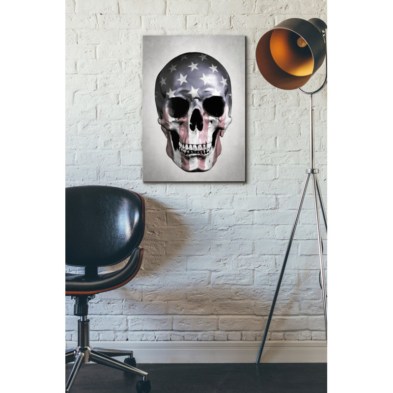 «American Skull-Gray» par Nicklas Gustafsson, art mural sur toile, 18 po x 26 po
